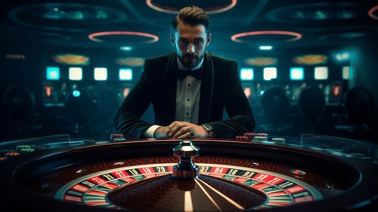 Live roulette table with dealer and multiple camera angles